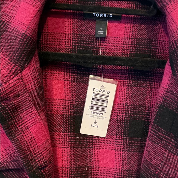 Torrid Plaid Women's Shacket - Red and Black - Picture 2 of 4
